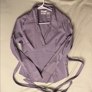 Charlotte Russe Lavender Wrap-Style Blouse with Waist Tie